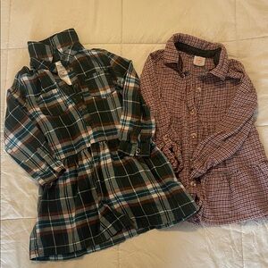 Carter's Green and Blue Plaid Flannel Shirt/dresses bundle